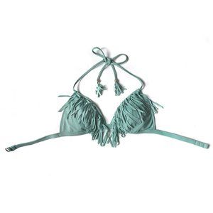 Victoria's Secret swimming bra with fringe. Sage-aqua green. Size M (fits 34-B)